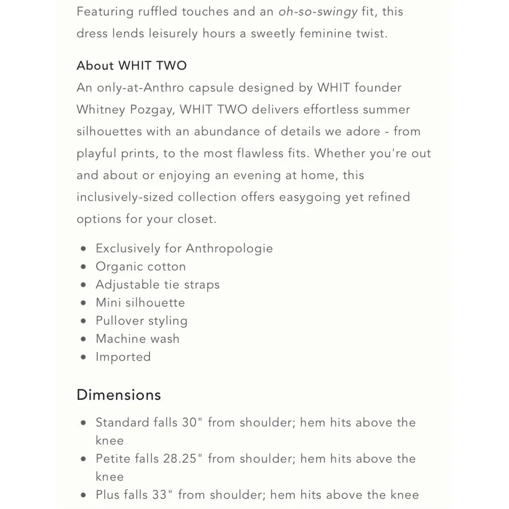 Anthropologie WHIT TWO Floral Mini Sleep Dress NWT SZ 1X - Picture 16 of 16